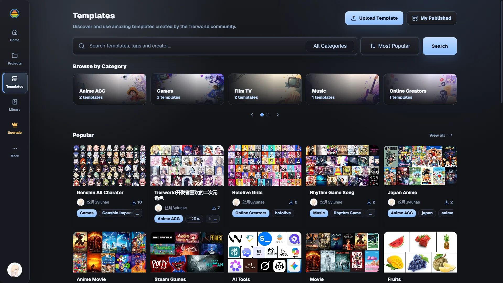 Browse community Asset Packs on Tierworld